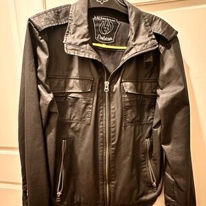 Men's Black Zip-Front Utility Jacket